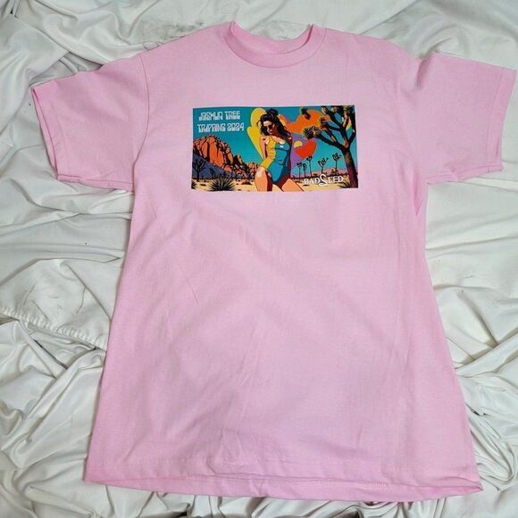 Super Cute Joshua Tree Tripping In-house Design Tee in Pink - Picture 1 of 7